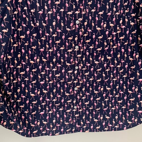 Talbots flamingo print collared sleeveless button down shirt top blouse - Picture 5 of 10